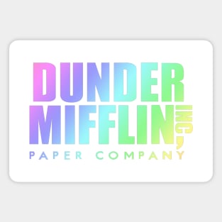 Rainbow Dunder Mifflin Logo from The Office white background Magnet